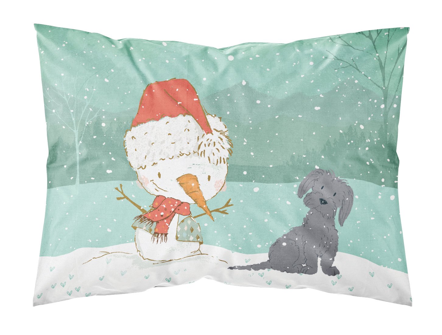 Black Maltese Snowman Christmas Fabric Standard Pillowcase CK2092PILLOWCASE