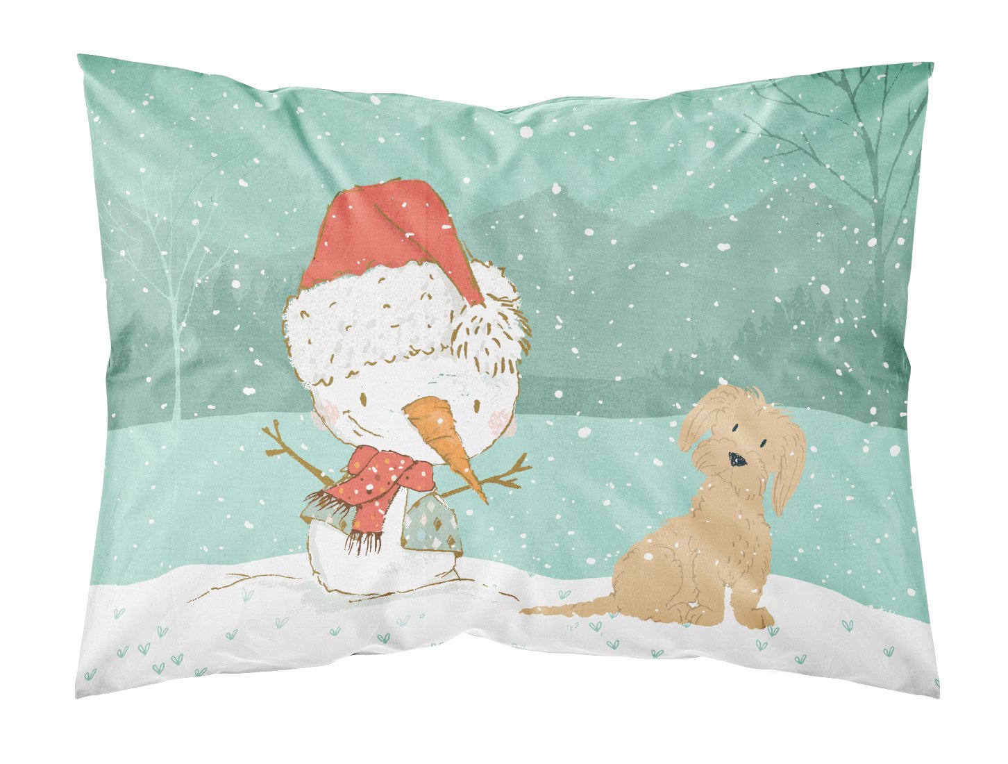 Brown Maltese Snowman Christmas Fabric Standard Pillowcase CK2093PILLOWCASE