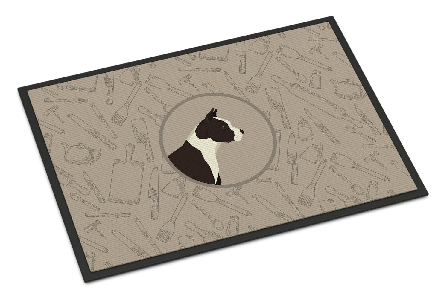 American Staffordshire Terrier In the Kitchen Indoor or Outdoor Mat 24x36 CK2162JMAT