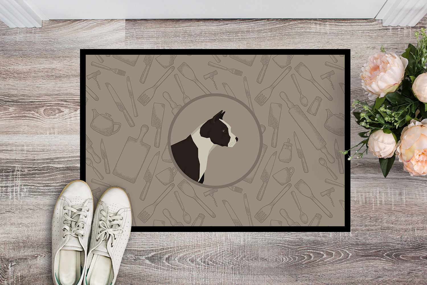 American Staffordshire Terrier In the Kitchen Indoor or Outdoor Mat 18x27 CK2162MAT