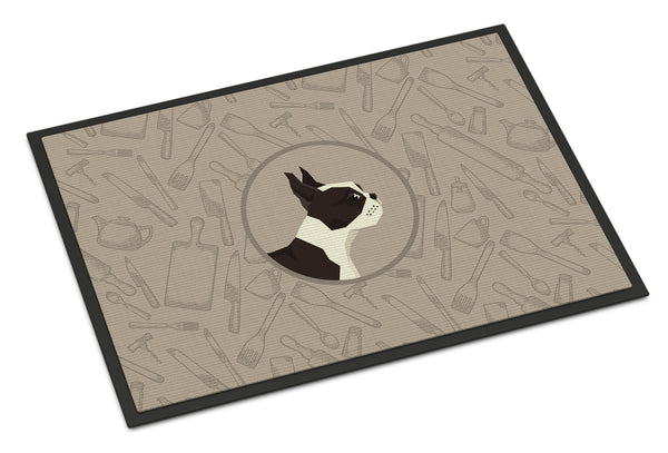 Boston Terrier In the Kitchen Indoor or Outdoor Mat 18x27 CK2172MAT - the-store.com