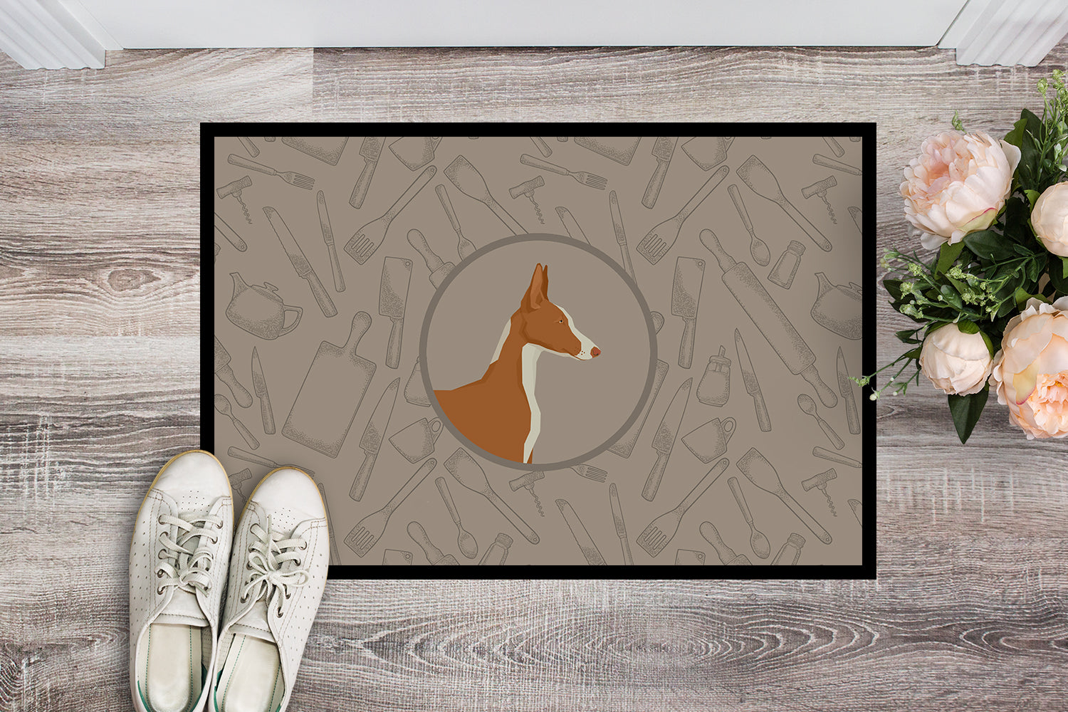 Ibizan Hound In the Kitchen Indoor or Outdoor Mat 18x27 CK2192MAT