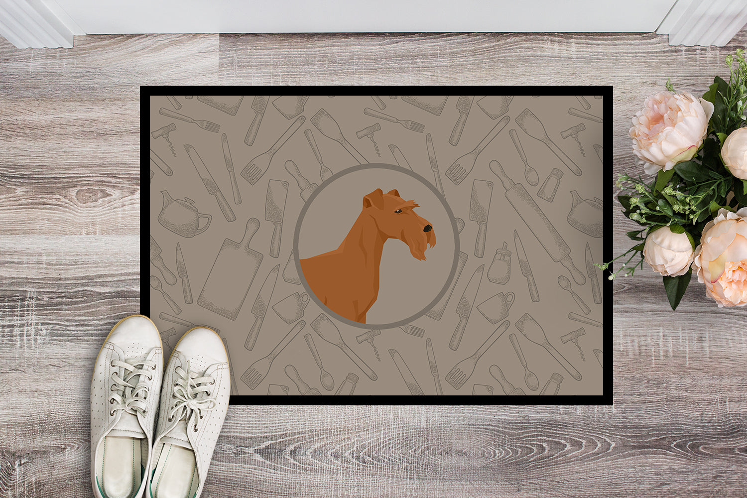 Irish Terrier In the Kitchen Indoor or Outdoor Mat 18x27 CK2193MAT