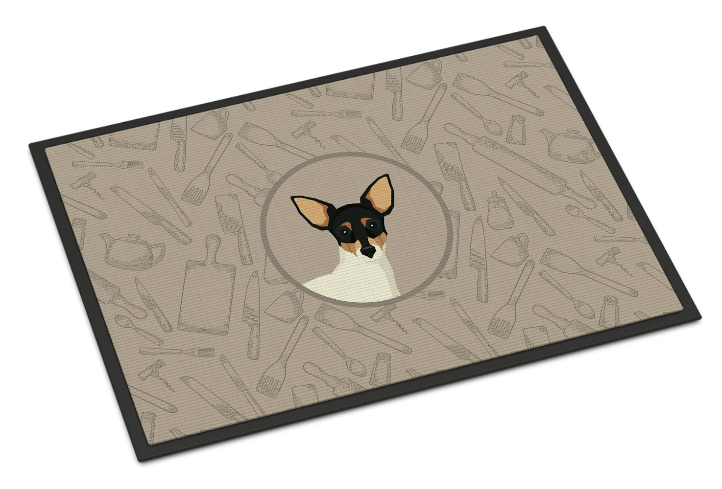 Toy Fox Terrier In the Kitchen Indoor or Outdoor Mat 24x36 CK2214JMAT