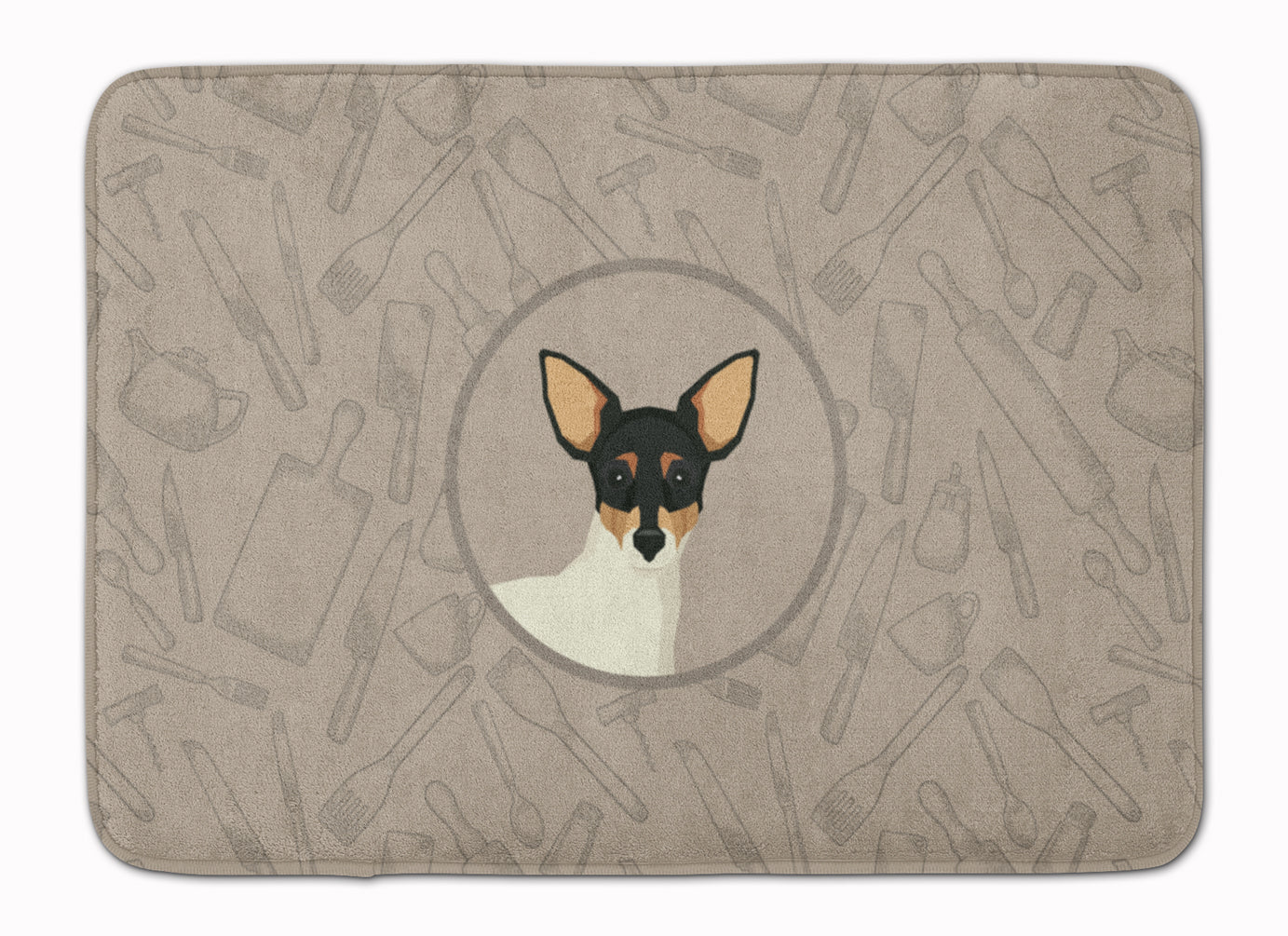 Toy Fox Terrier In the Kitchen Machine Washable Memory Foam Mat CK2214RUG