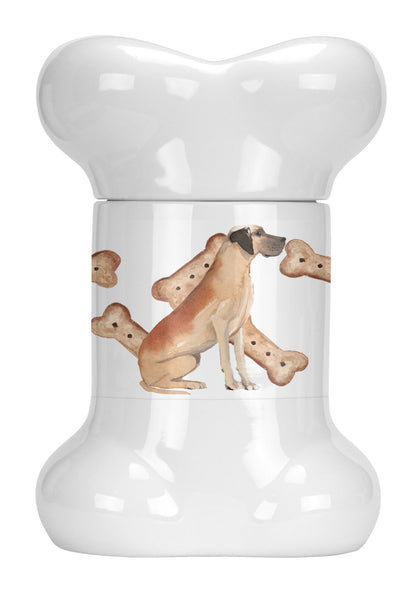 Fawn Great Dane Natural Ears Bone Shaped Treat Jar CK2355BSTJ by Caroline's Treasures