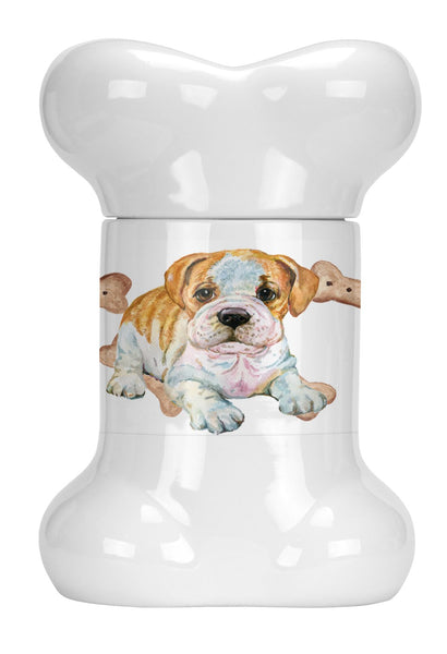 English Bulldog Puppy Bone Shaped Treat Jar CK2376BSTJ by Caroline's Treasures