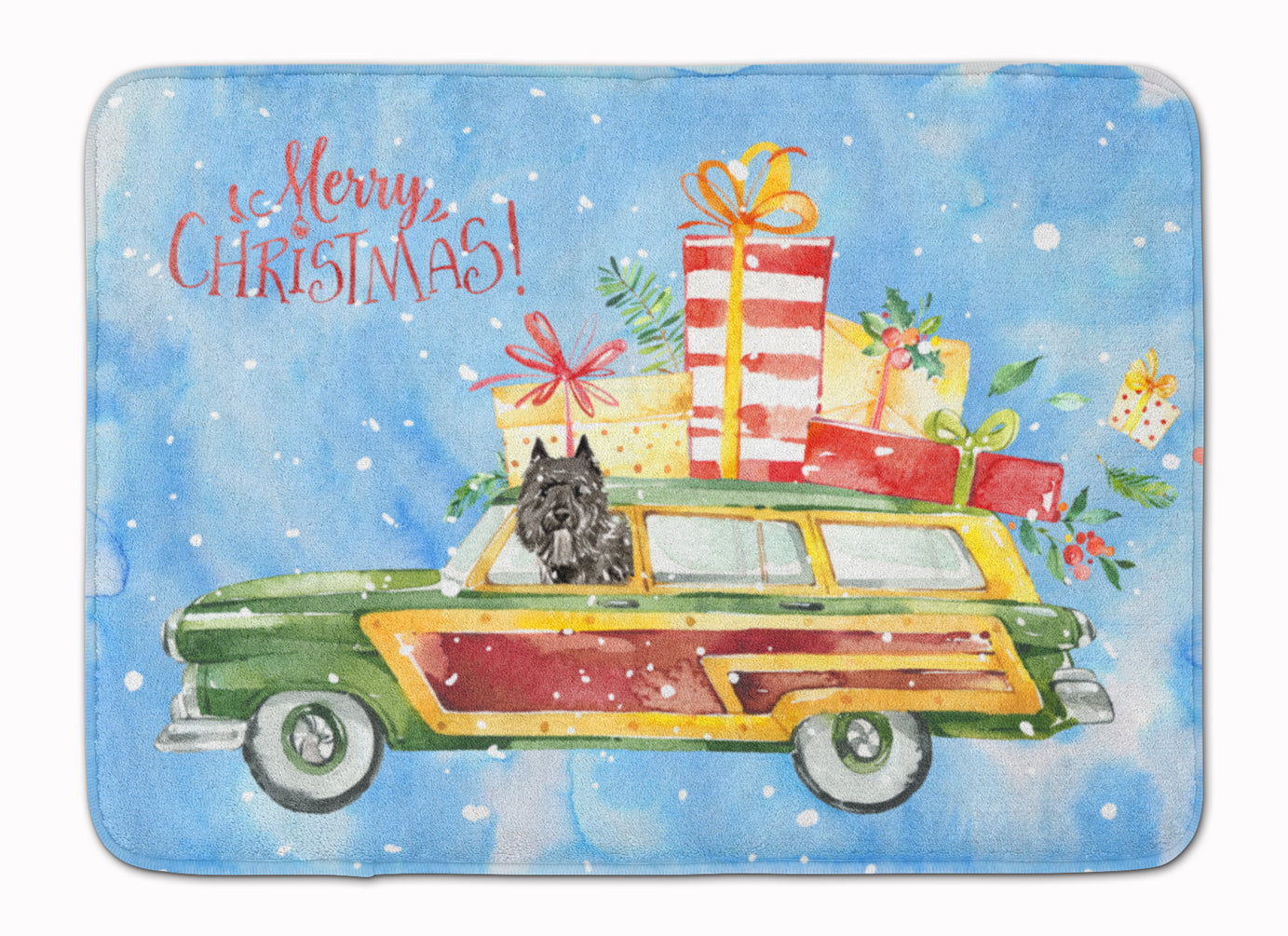 Merry Christmas Bouvier des Flandres Machine Washable Memory Foam Mat CK2398RUG