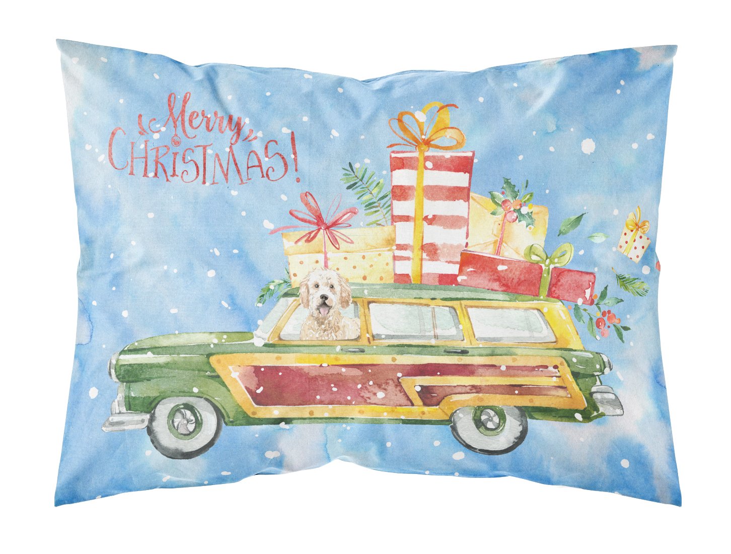 Merry Christmas Goldendoodle Fabric Standard Pillowcase CK2406PILLOWCASE