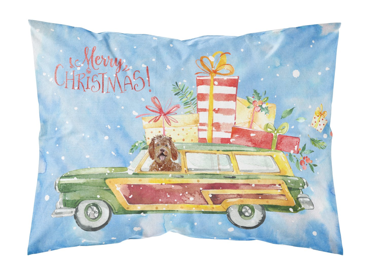 Merry Christmas Labradoodle Fabric Standard Pillowcase CK2411PILLOWCASE