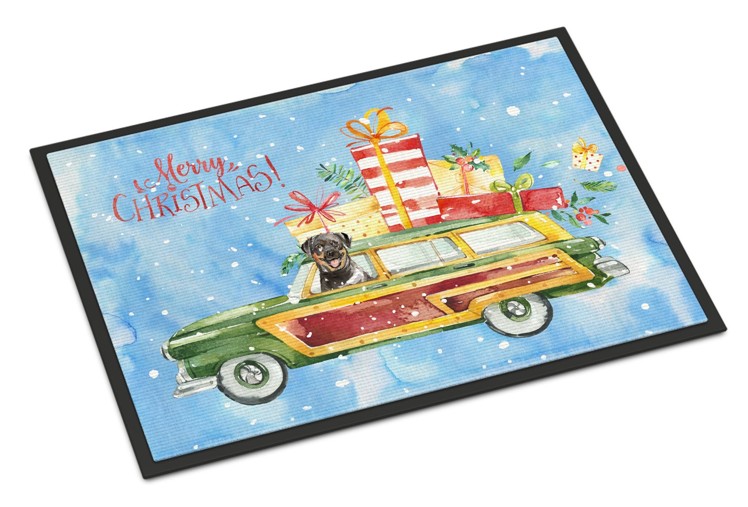 Merry Christmas Rottweiler Indoor or Outdoor Mat 24x36 CK2417JMAT