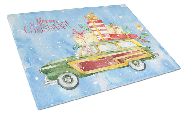 Merry Christmas Champagne Cockapoo Glass Cutting Board Large CK2448LCB by Caroline's Treasures