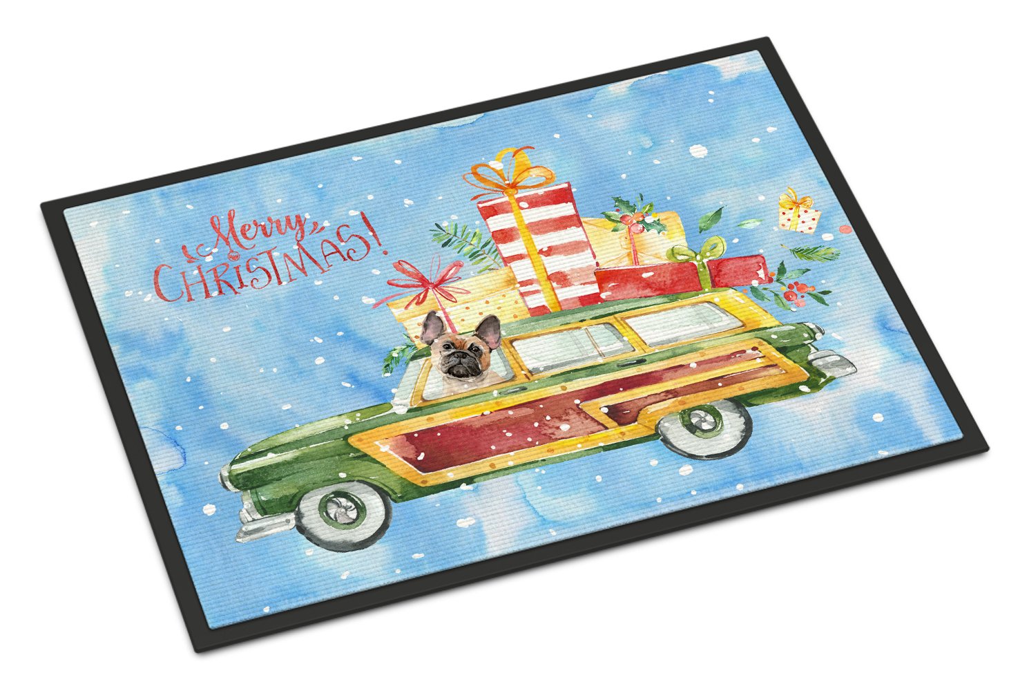 Merry Christmas Fawn French Bulldog Indoor or Outdoor Mat 24x36 CK2454JMAT