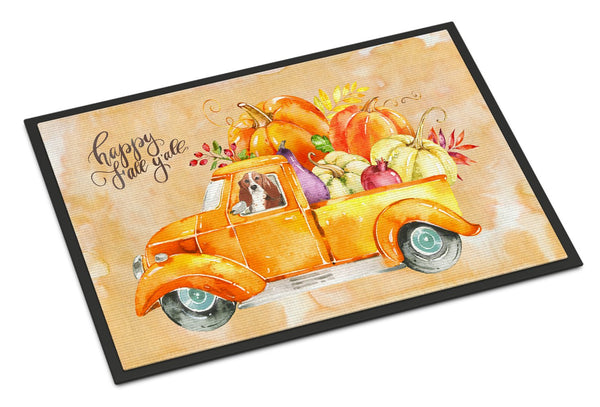 Fall Harvest Basset Hound Indoor or Outdoor Mat 24x36 CK2606JMAT by Caroline's Treasures