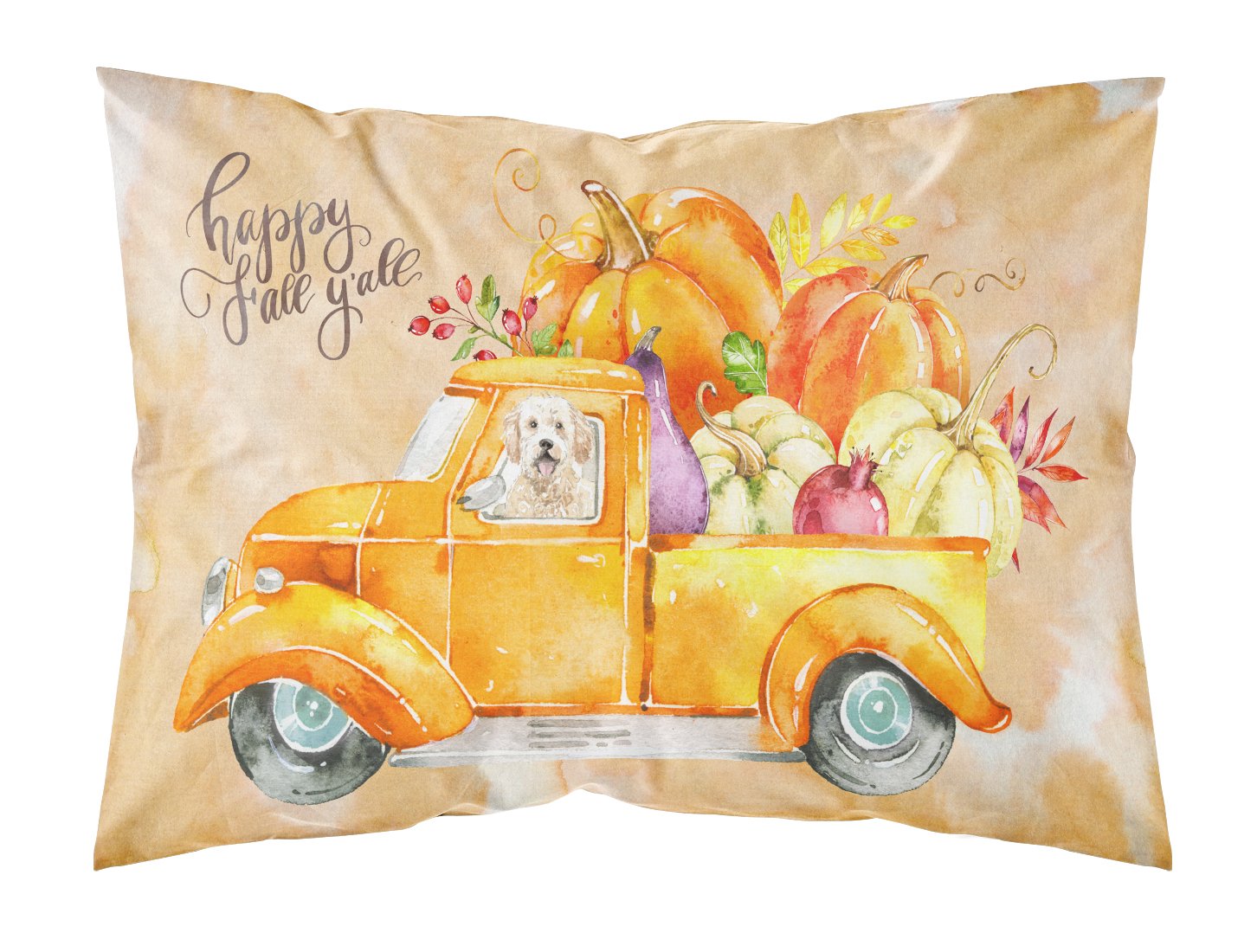 Fall Harvest Goldendoodle Fabric Standard Pillowcase CK2618PILLOWCASE