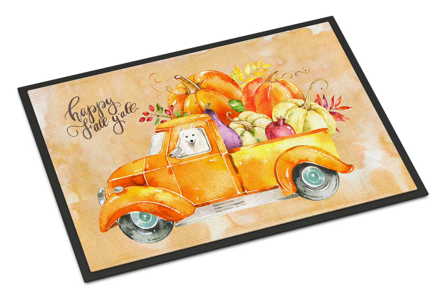 Fall Harvest Japanese Spitz Indoor or Outdoor Mat 18x27 CK2622MAT