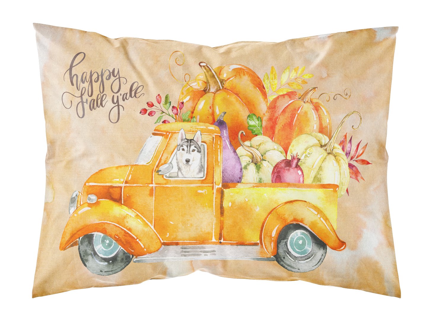 Fall Harvest Siberian Husky Fabric Standard Pillowcase CK2636PILLOWCASE