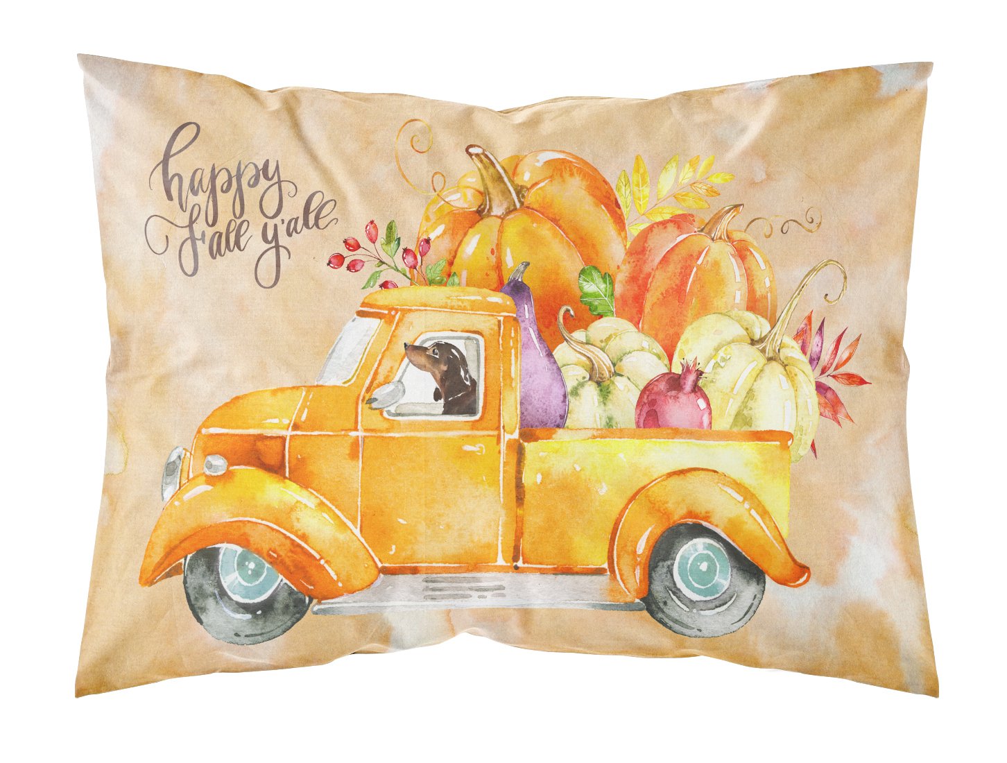 Fall Harvest Dachshund Fabric Standard Pillowcase CK2655PILLOWCASE