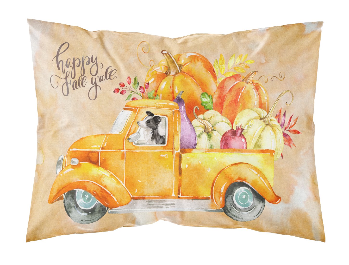 Fall Harvest Border Collie Fabric Standard Pillowcase CK2657PILLOWCASE