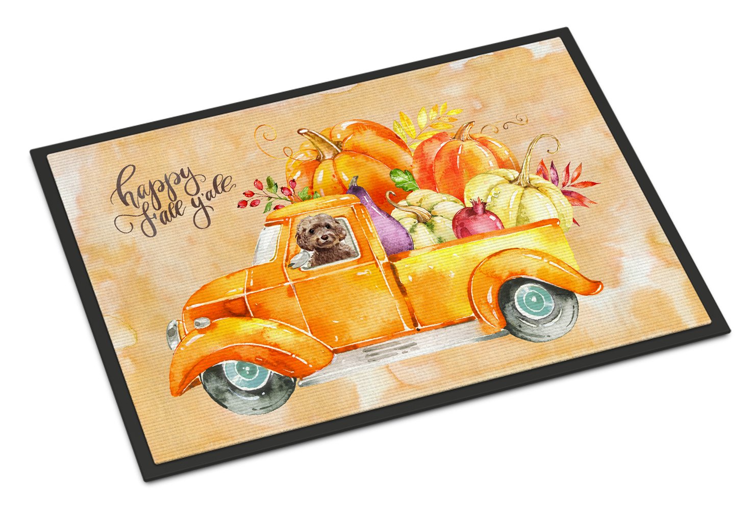 Fall Harvest Brown Cockapoo Indoor or Outdoor Mat 24x36 CK2658JMAT