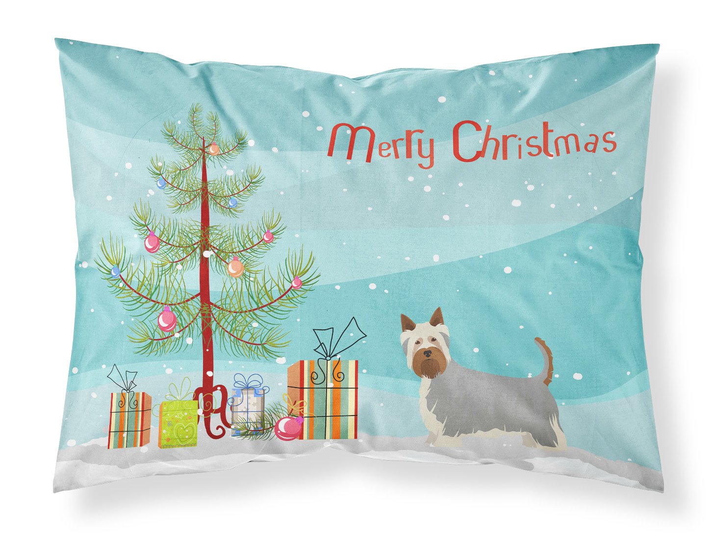 Australian Silky Terrier Christmas Tree Fabric Standard Pillowcase CK3443PILLOWCASE