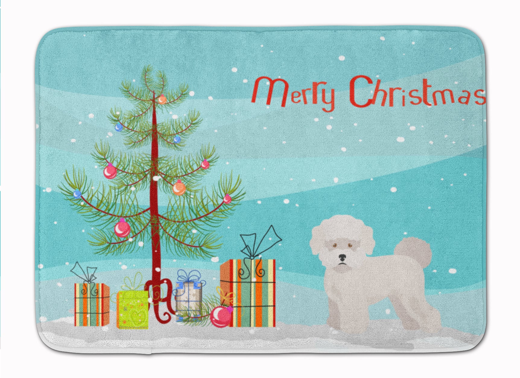 Bichon Fris茅 Christmas Tree Machine Washable Memory Foam Mat CK3445RUG