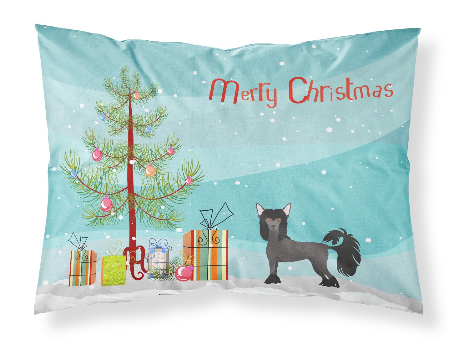 Chinese Crested Christmas Tree Fabric Standard Pillowcase CK3447PILLOWCASE