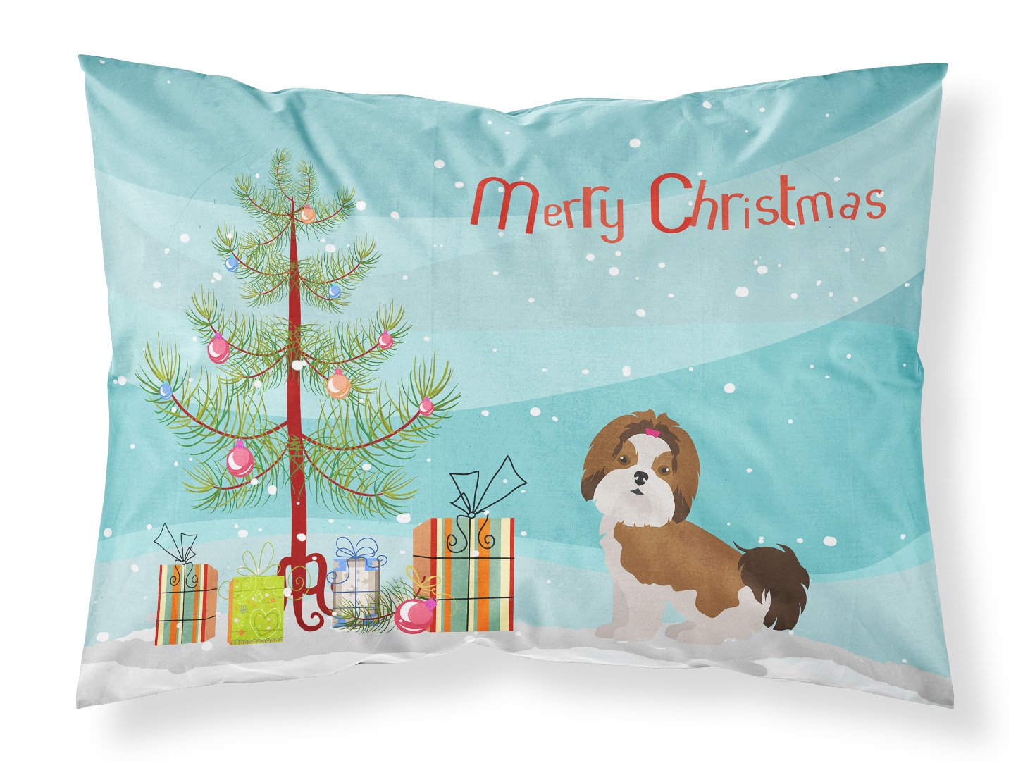 Imperial Shih Tzu Christmas Tree Fabric Standard Pillowcase CK3459PILLOWCASE