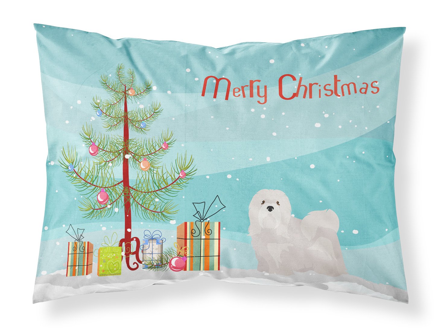 White Lhasa Apso Christmas Tree Fabric Standard Pillowcase CK3469PILLOWCASE