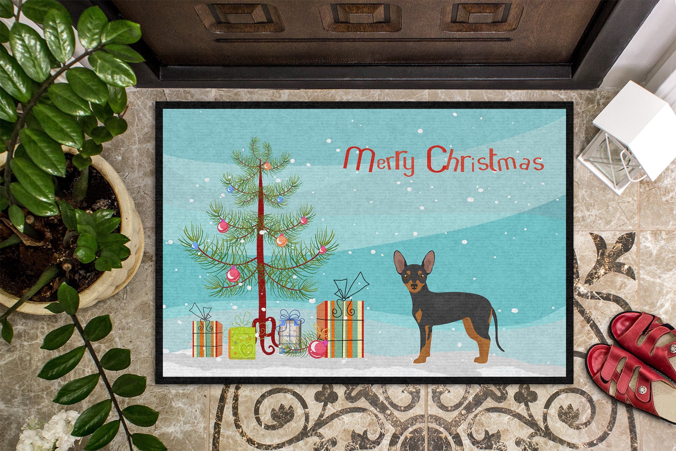 Prague Ratter Christmas Tree Indoor or Outdoor Mat 24x36 CK3480JMAT