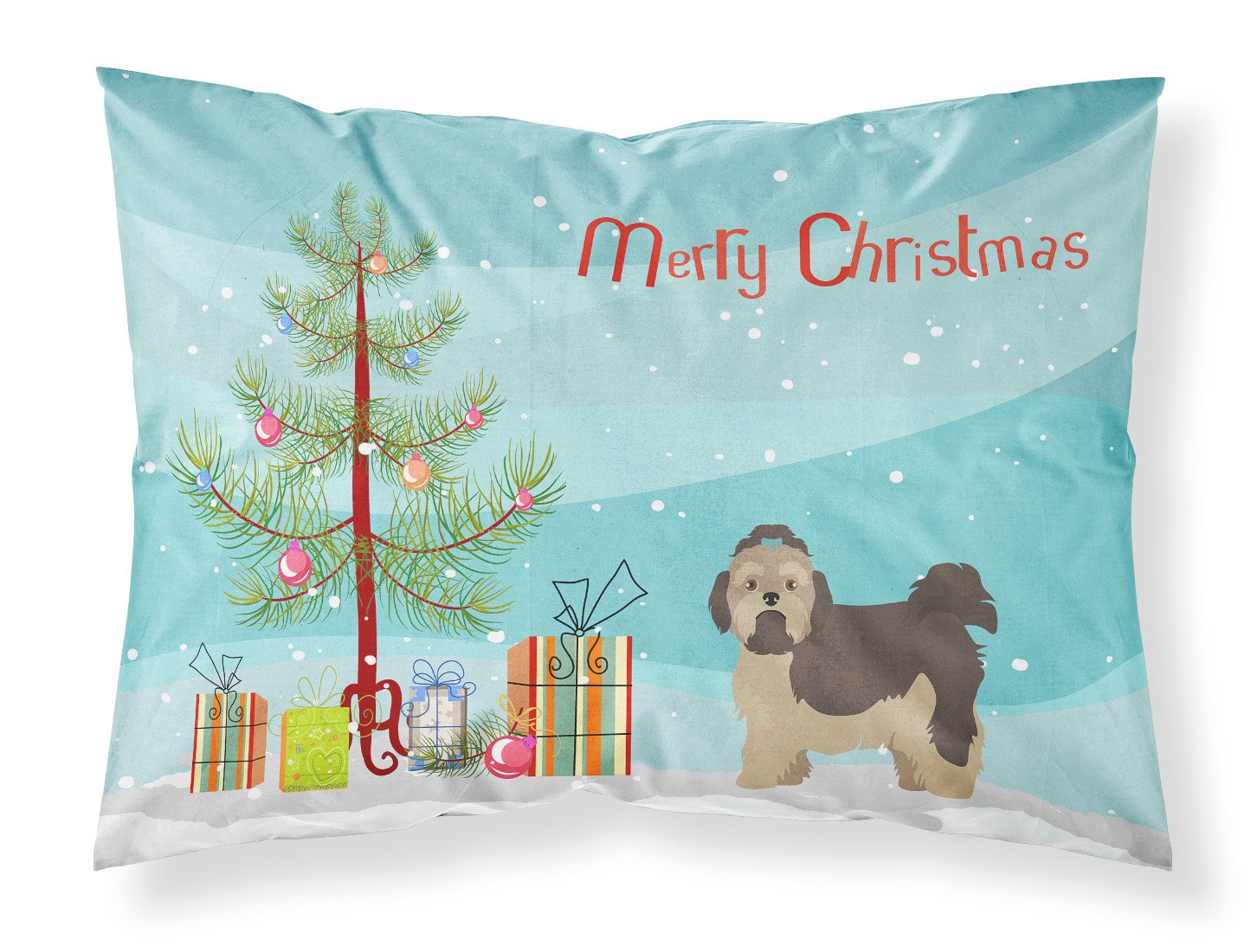 Russian Tsvetnaya Bolonka Lap Dog  Christmas Tree Fabric Standard Pillowcase CK3483PILLOWCASE