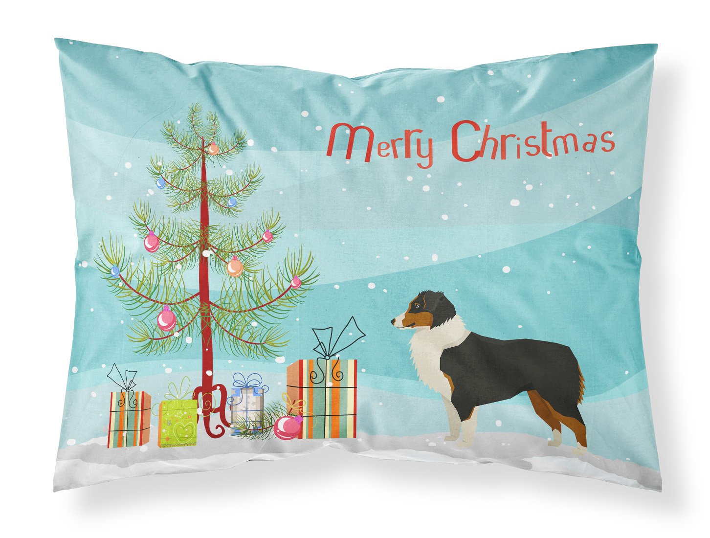 Australian Shepherd Christmas Tree Fabric Standard Pillowcase CK3516PILLOWCASE