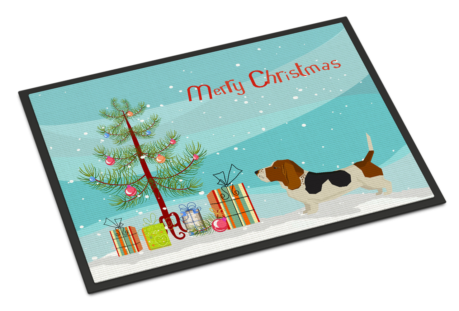 Basset Hound Christmas Tree Indoor or Outdoor Mat 18x27 CK3518MAT