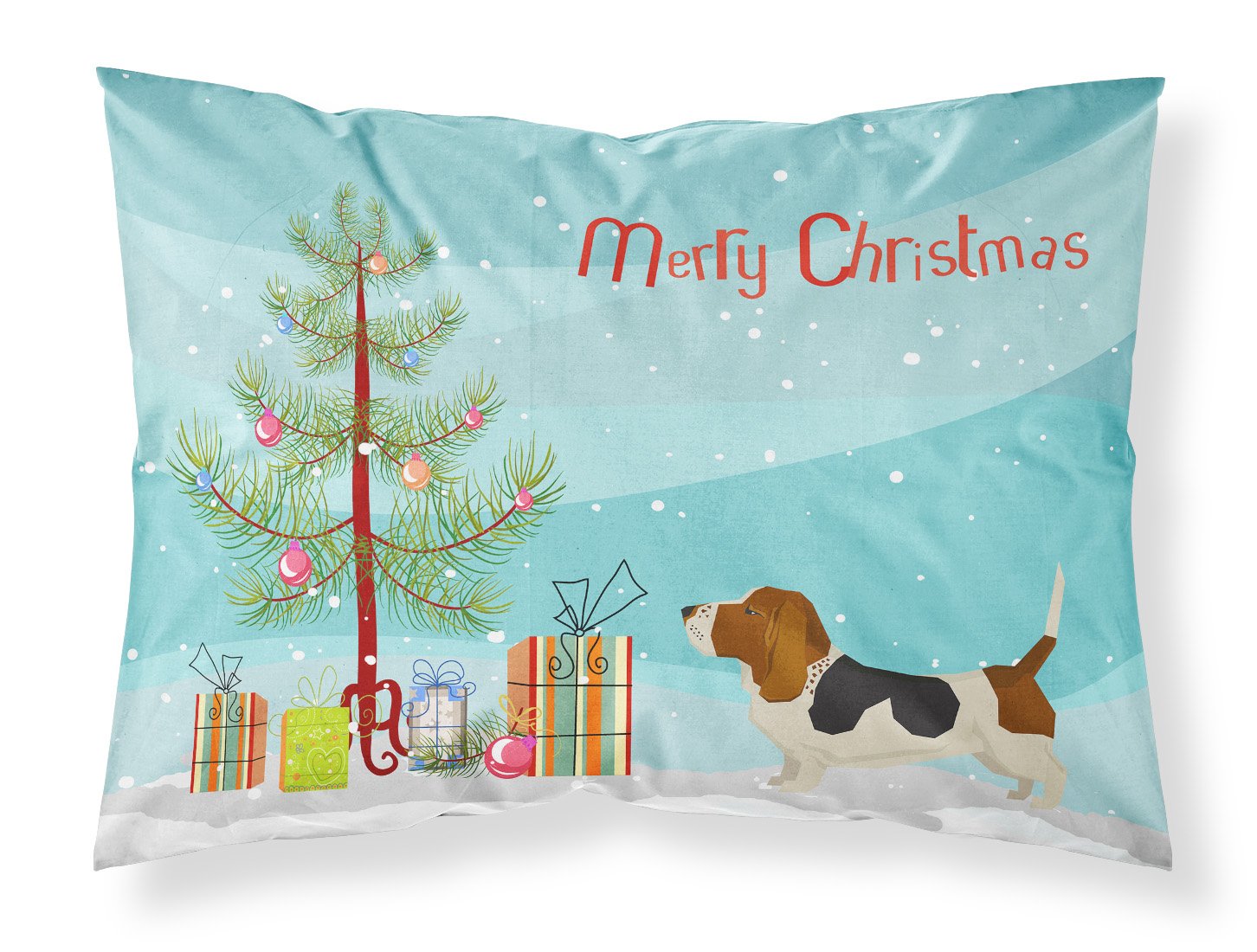 Basset Hound Christmas Tree Fabric Standard Pillowcase CK3518PILLOWCASE