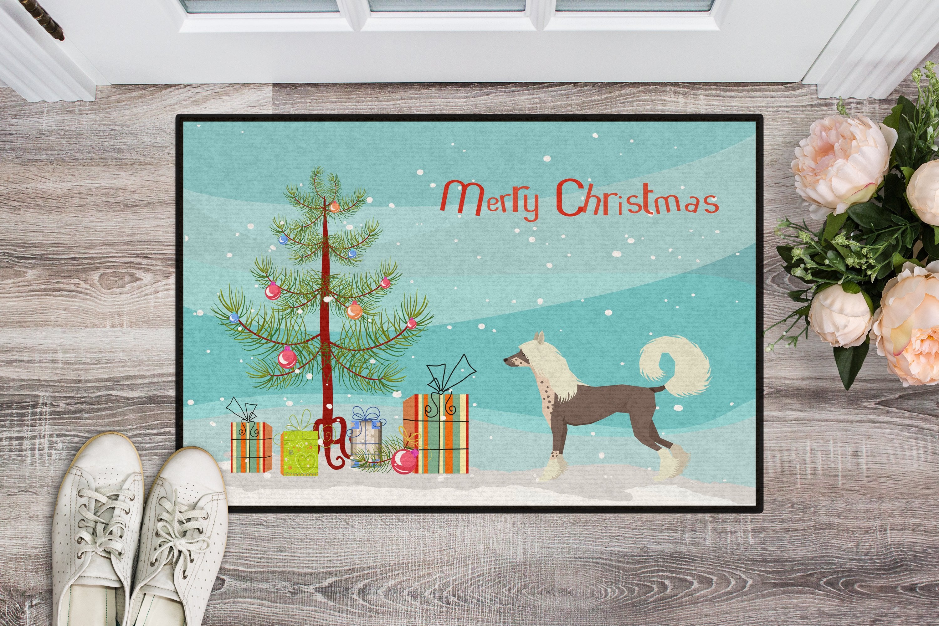 Chinese Crested Christmas Tree Indoor or Outdoor Mat 24x36 CK3531JMAT