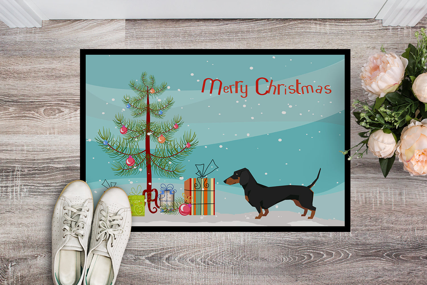 Dachshund Christmas Tree Indoor or Outdoor Mat 18x27 CK3533MAT