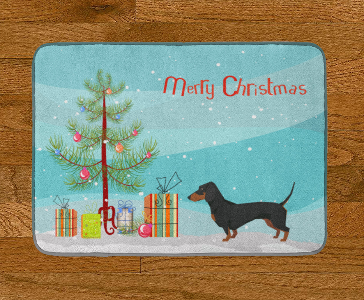 Dachshund Christmas Tree Machine Washable Memory Foam Mat CK3533RUG