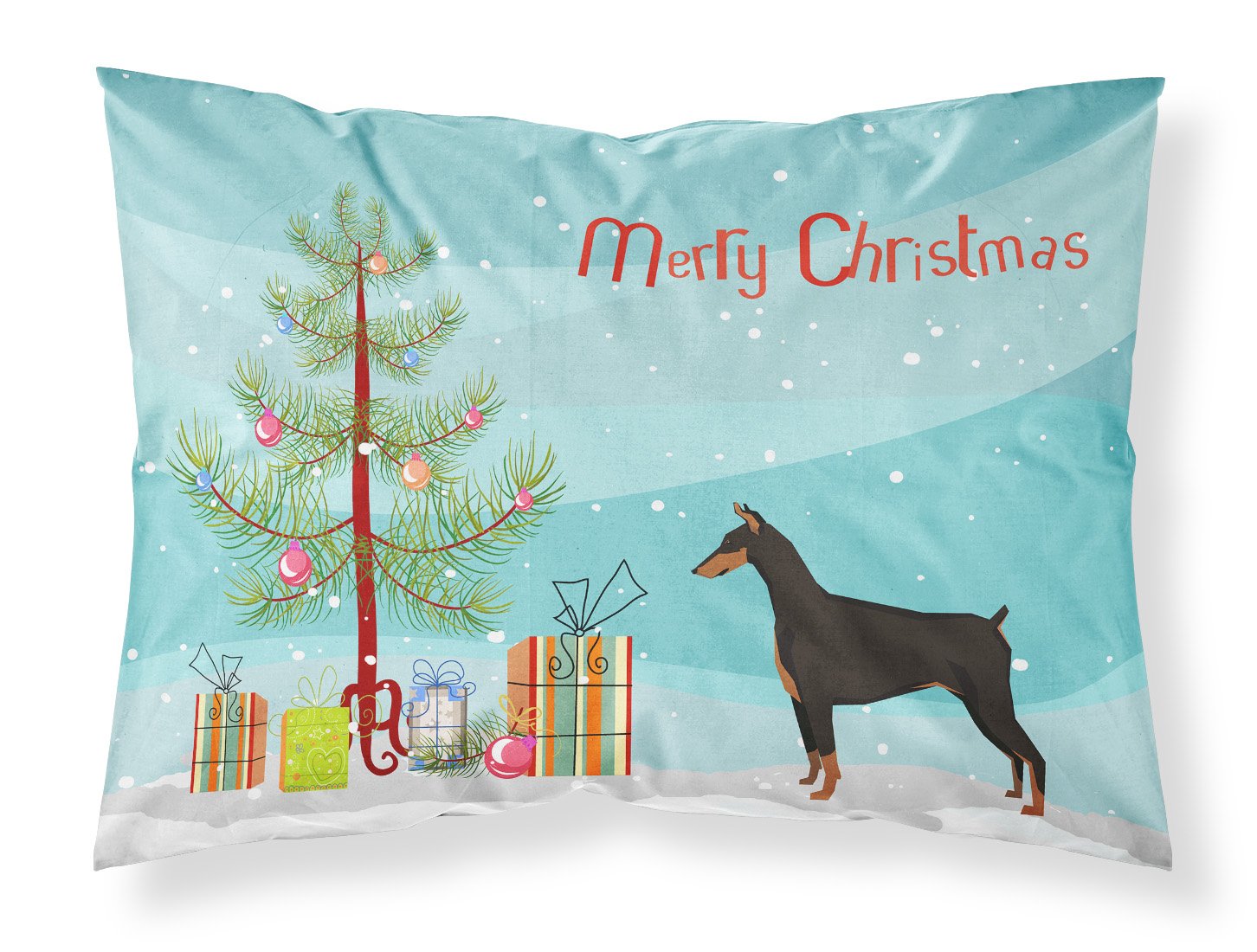 Doberman Pinscher Christmas Tree Fabric Standard Pillowcase CK3535PILLOWCASE