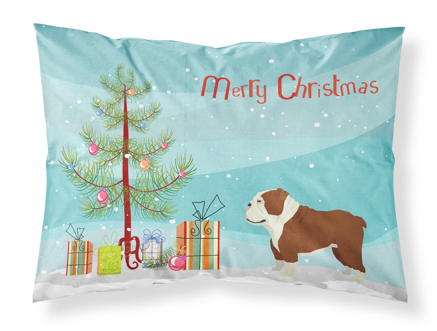 English Bulldog Christmas Tree Fabric Standard Pillowcase CK3536PILLOWCASE