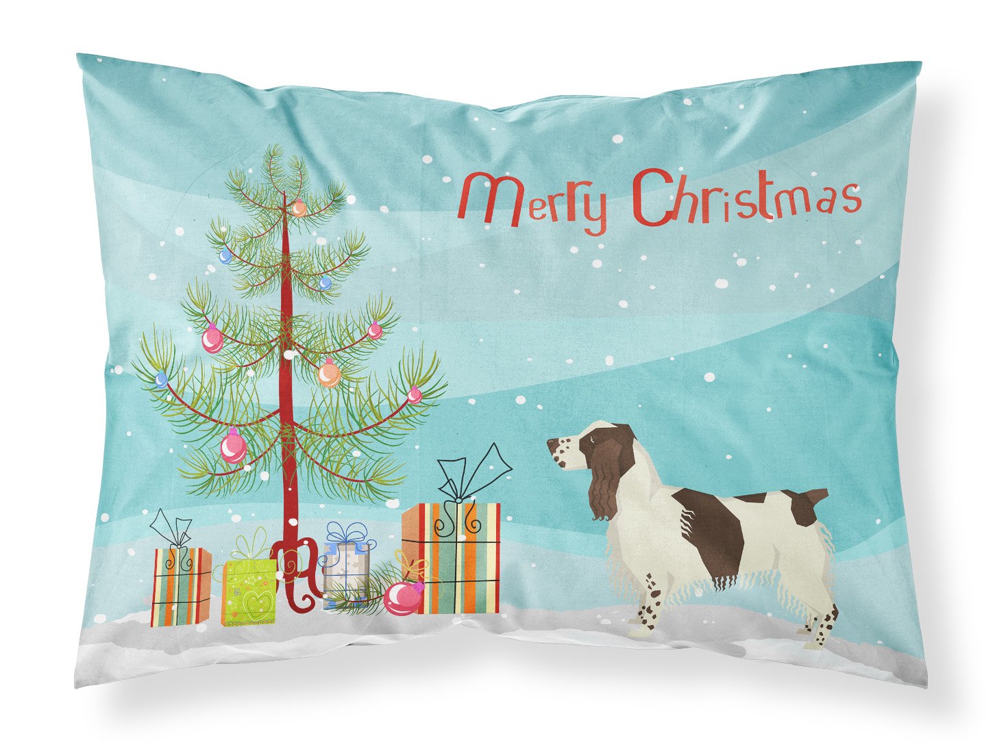 English Springer Spaniel Christmas Tree Fabric Standard Pillowcase CK3537PILLOWCASE