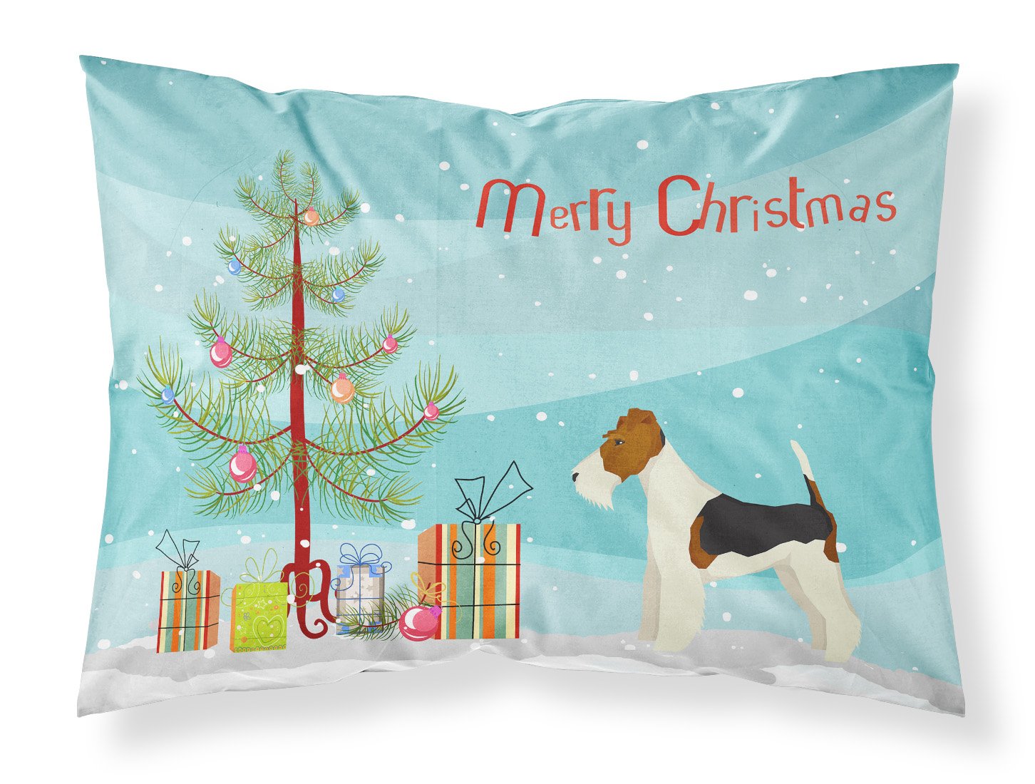 Fox Terrier Christmas Tree Fabric Standard Pillowcase CK3538PILLOWCASE