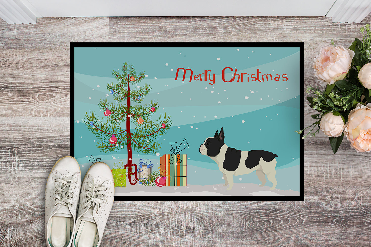 French Bulldog Christmas Tree Indoor or Outdoor Mat 18x27 CK3539MAT