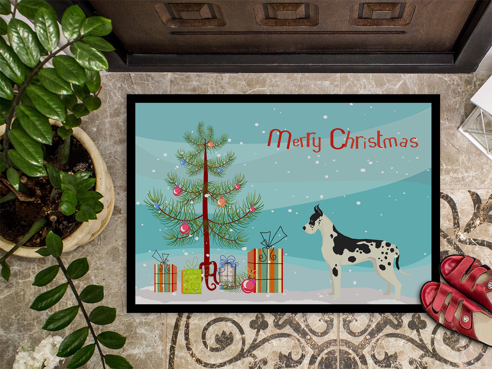 Great Dane Christmas Tree Indoor or Outdoor Mat 18x27 CK3542MAT