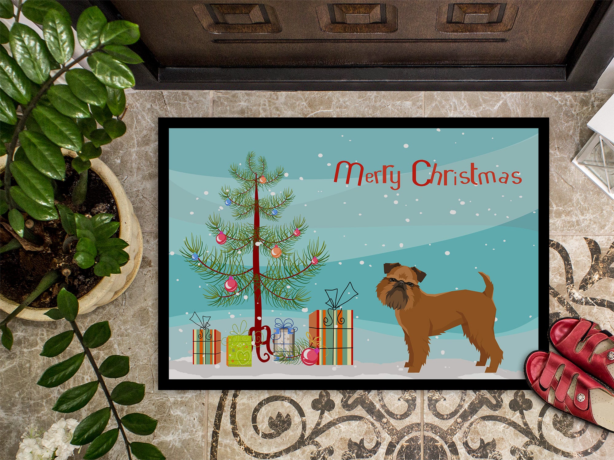 Brussels Griffon Christmas Tree Indoor or Outdoor Mat 18x27 CK3544MAT