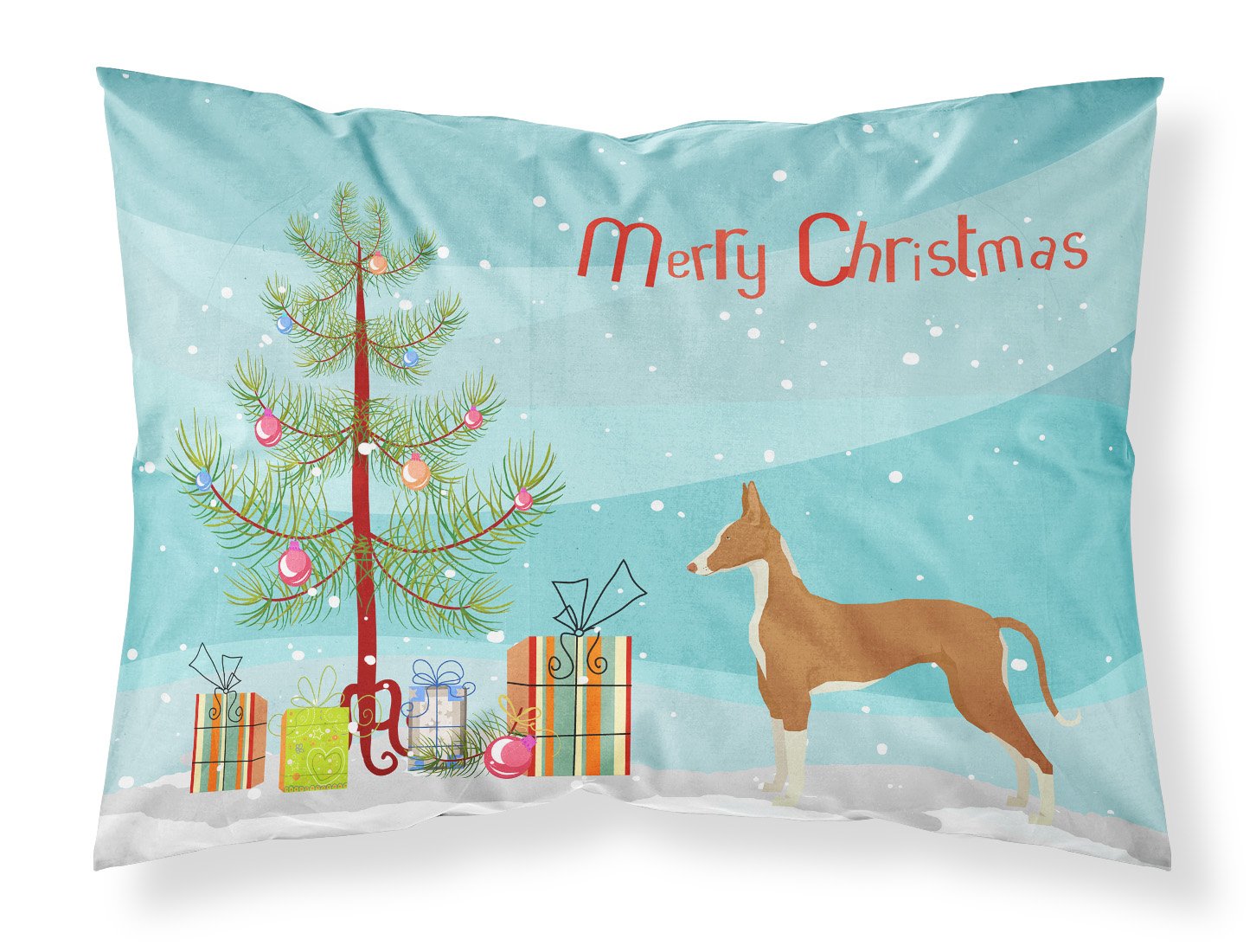 Ibizan Hound Christmas Tree Fabric Standard Pillowcase CK3545PILLOWCASE