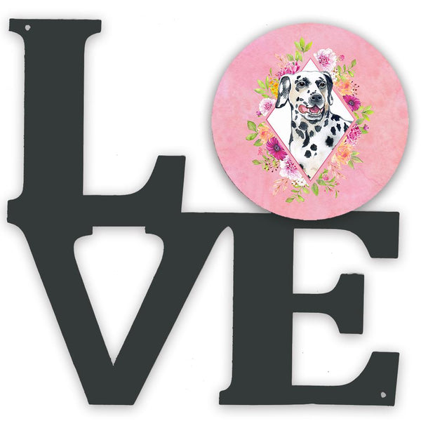 Dalmatian Pink Flowers Metal Wall Artwork LOVE CK4137WALV by Caroline's Treasures