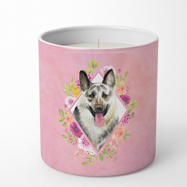 Eastern German Shepherd Pink Flowers 10 oz Decorative Soy Candle CK4139CDL by Caroline's Treasures