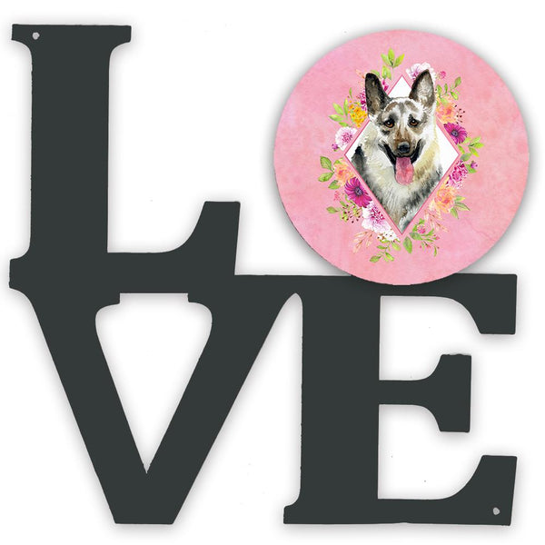 Eastern German Shepherd Pink Flowers Metal Wall Artwork LOVE CK4139WALV by Caroline's Treasures