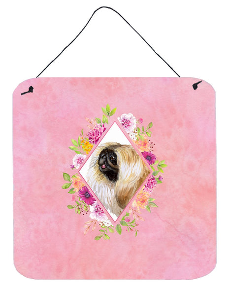 Pekingese Pink Flowers Wall or Door Hanging Prints CK4166DS66 by Caroline's Treasures