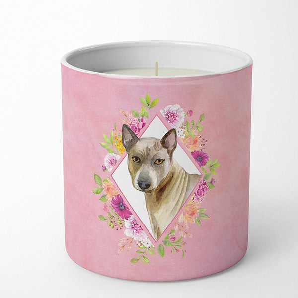 Thai Ridgeback Pink Flowers 10 oz Decorative Soy Candle CK4188CDL by Caroline's Treasures